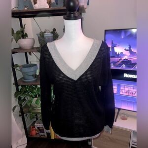 Super cute, black and gray V-neck sweater size small